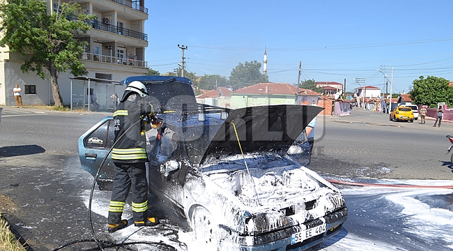 Çorlu'da LPG'li otomobilde korkutan yangın