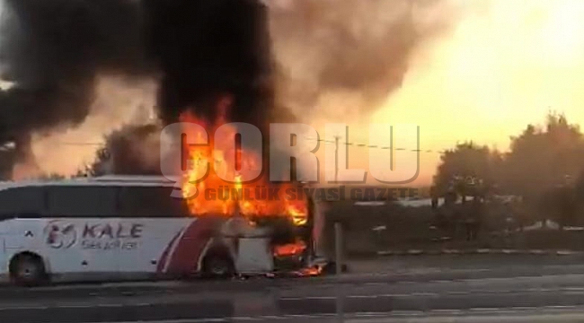  İstanbul'dan yola çıkan yolcu otobüsü alev alev yandı