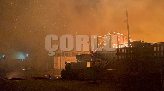  Tekirdağ'da palet ve çiğköfte fabrikasında yangın